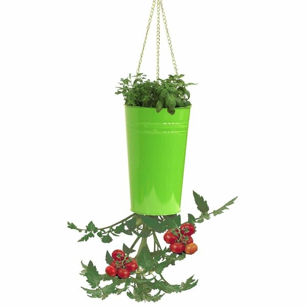 Superherostuff Enameled Galvanized Steel Upside-Down Planter-Tomatos Strawberry Herb, Floral Hanging  Apple Green PA1798741
